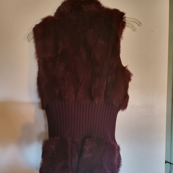 Genuine Merlot Rabbit Fur Vest By Belle Fare - Picture 6 of 12